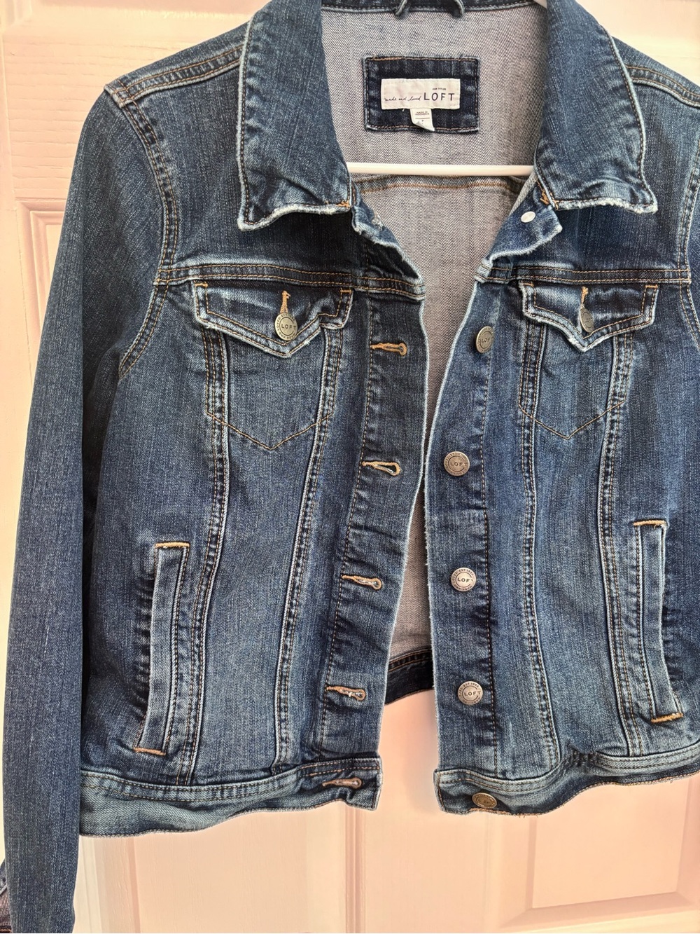 LOFT Indigo Blue Denim Jacket with Button Front - Picture 5 of 11